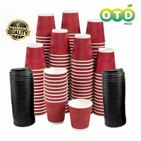 red rippled double wall paper coffee cups disposable cups with lids81216oz cuplidstirrer 20sets