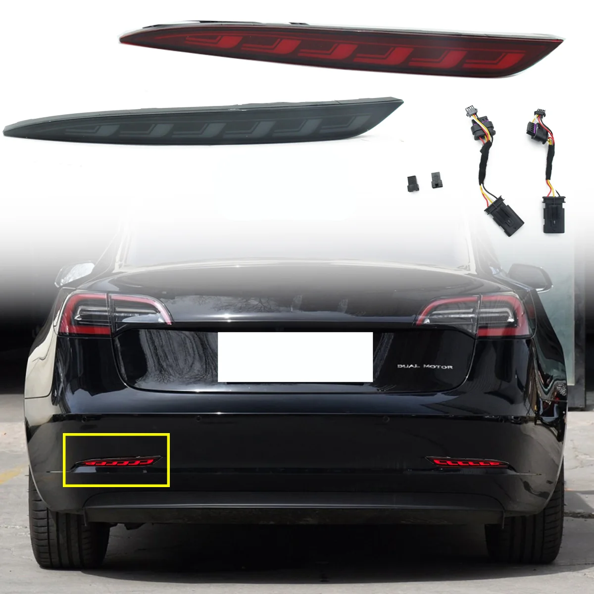 

Отражатель для заднего бампера Tesla Model 3, 2 шт.