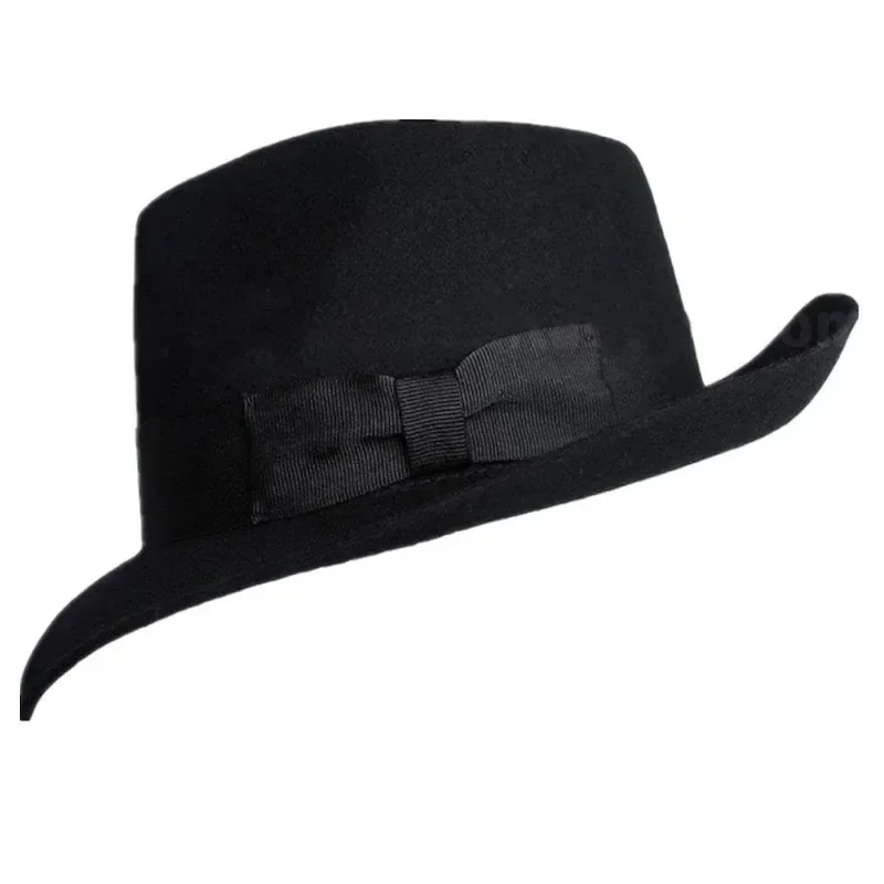 Фото ( # ^.^ # Новая шерстяная шляпа Cosjie 2026 из 100% австралийской шерсти, 1:1, в стиле Майкла Джексона, для концертов и танцев, классическая черная широкополая федора. №5