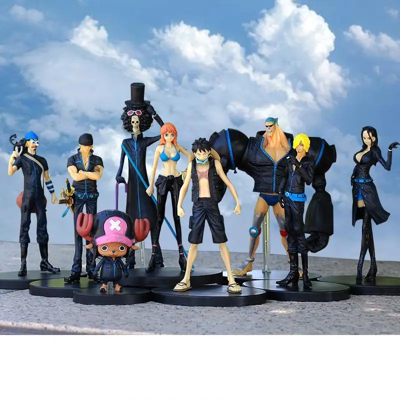 

9Pcs One Piece Figure Anime Black Clothes Theater Version Of Luffy Zoro Sanji Francine Nami Pvc Doll Action Decoration Toy Gift