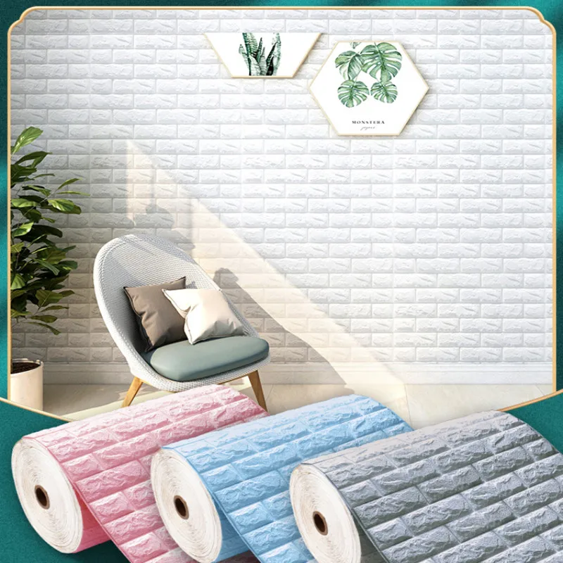 

1m 3D Self-Adhesive Wallpaper Continuous Waterproof Tile Wall Stickers Children'S Room Bedroom Living Room Home Decoration 70cm