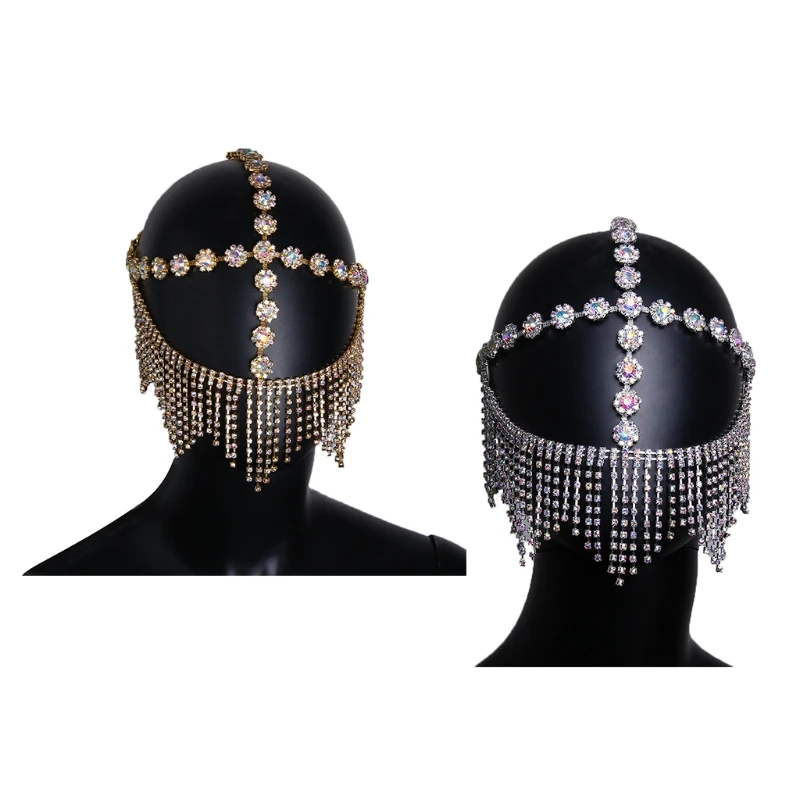 

Luxury Rhinetone Headwear Nightclub Cover Face Jewelry for Women Party Face Mask