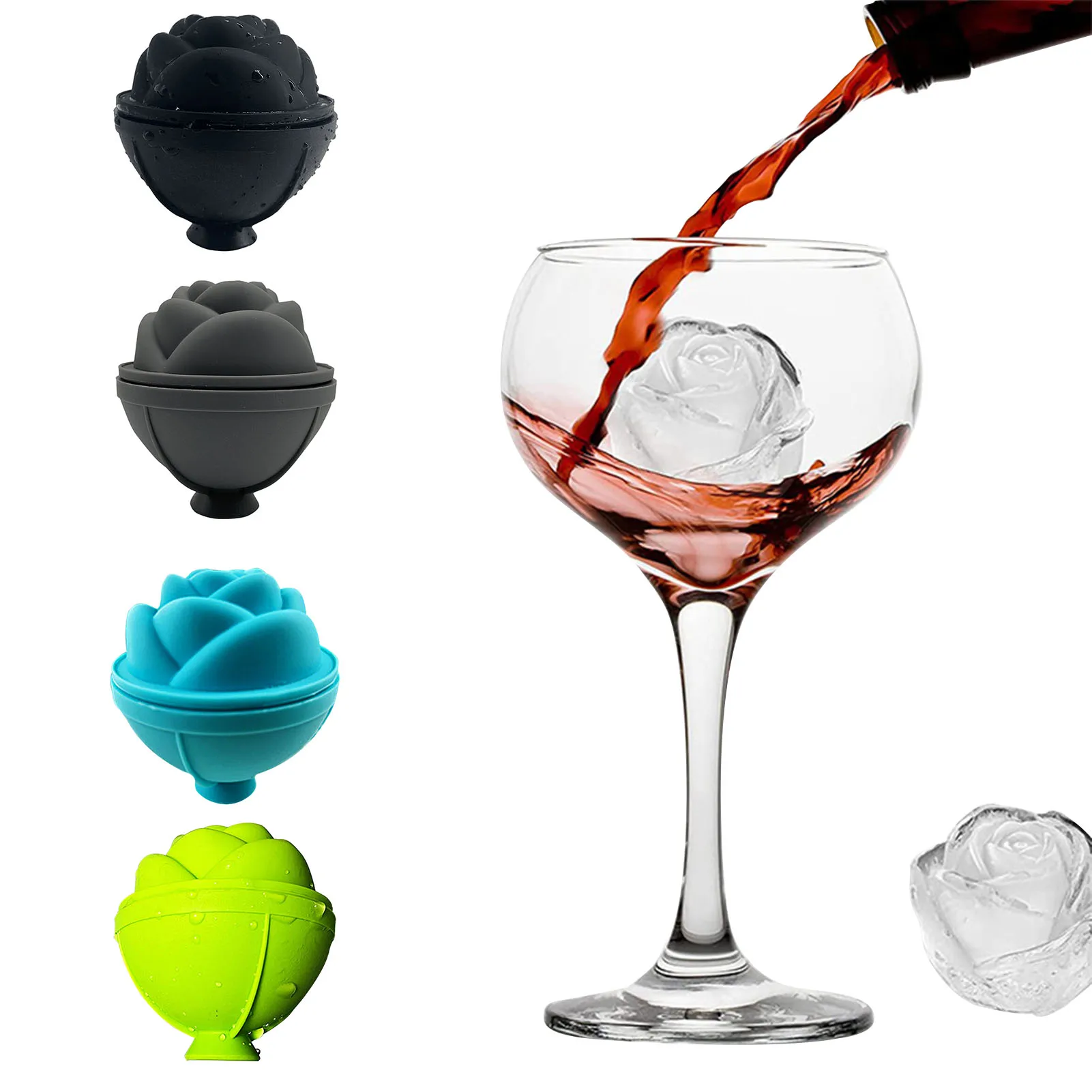 

Rose Ice Cube Mold Summer Ice Cube Maker Reusable Ice Silicone Mold DIY Cocktail Beer Whiskey 2.4'' Ice Ball Kitchen Gadgets