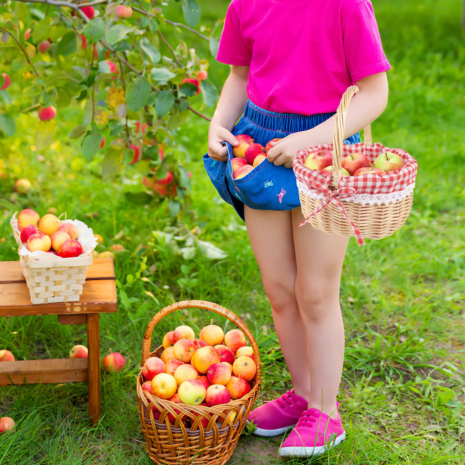 

Outdoor Wedding Decorations Picnic Storage Bag Fruit Basket Little Red Riding Hood Bamboo Bride Bread bins