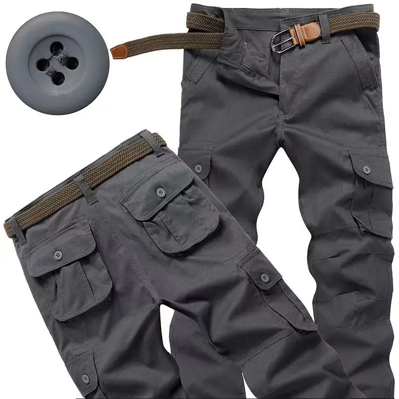 

High Street Retro Casual Large Pocket Overalls Men's New Spring Autumn High Waist Loose Straight Tube Draped Wide Leg Pants D42