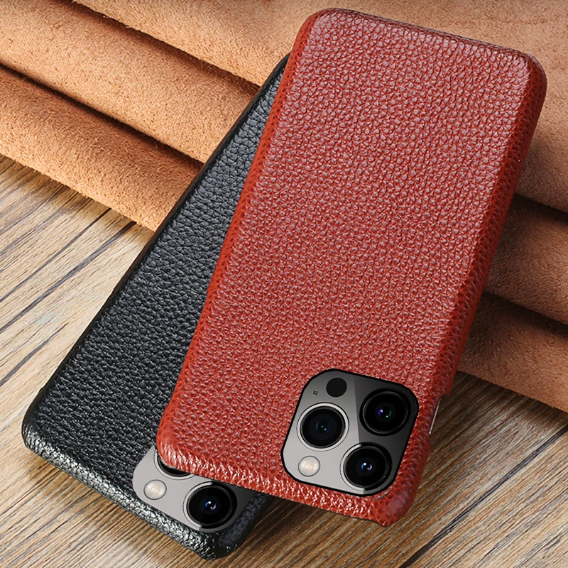 

Genuine Pebble Leather Phone Case for Apple iPhone 13 Pro Max 12 Mini 11 12 Pro Max X XR XS Max 2021 Cover