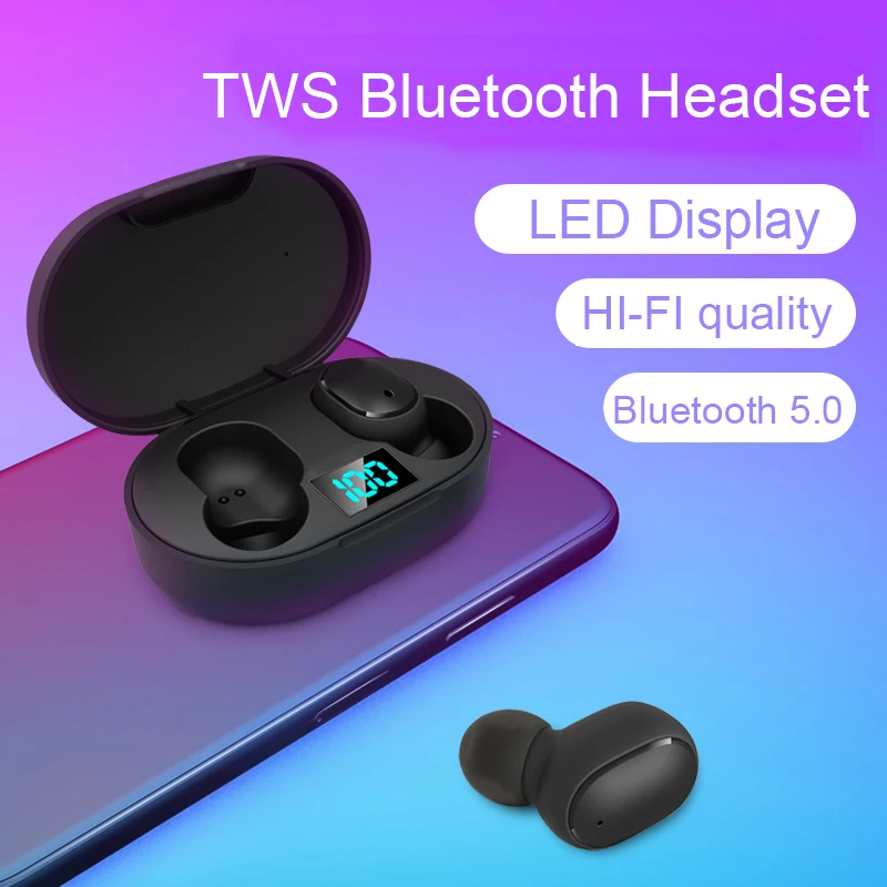 

TWS E6S Bluetooth Earphone Wireless Noise Cancelling Headset With Microphone Sports Waterproof Headphone For Xiaomi Redmi Huawei
