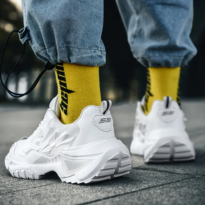 Mecha Style Sneakers for Men Couples Rotary Buckle Unisex Running Shoes Women Chunky Thick Sole Fashion Footwear High Quality