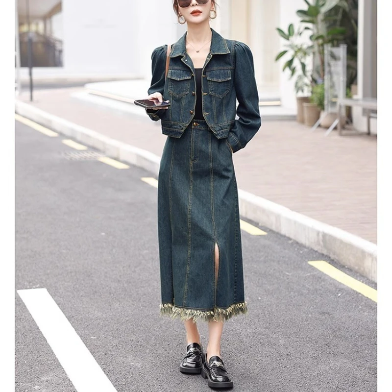 Женский винтажный комплект из двух предметов элегантный однобортный короткий