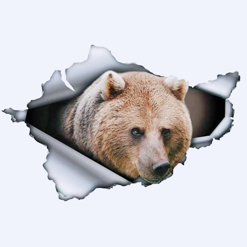 

13 см * 8 см бурый медведь рваная металлическая наклейка для автомобиля интересная персонализированная наклейка для ноутбука грузовик мотоцикл авто украшения ПВХ,KK