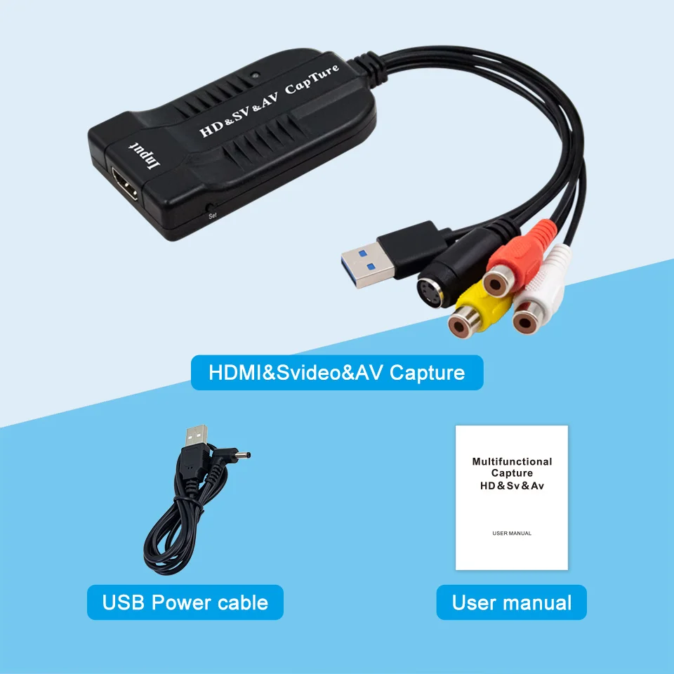 

Кабель видеозахвата HDMI-совместимый AV Svideo 4K 30 Гц USB 2.0 1080P 30 кадров в секунду 60 кадров в секунду HD-рекордер захват захват игры аудио видео