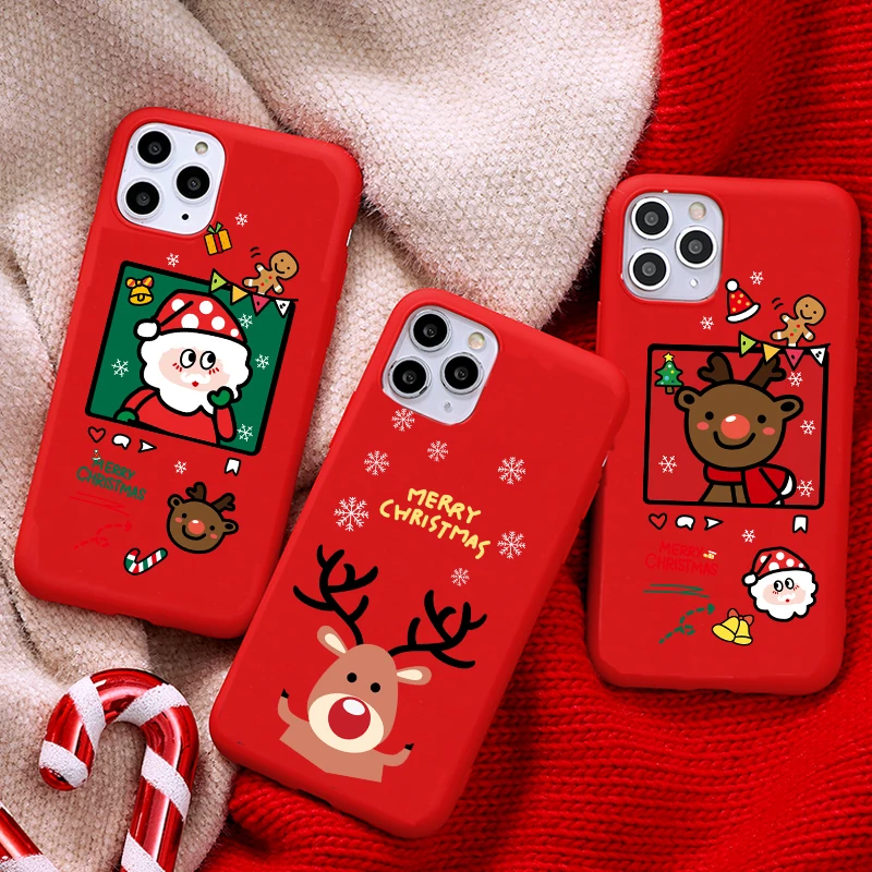 

Cartoon Christmas Candy Color Red Phone Cover For iPhone 11 12 13 14 Pro Max X XR XS Max 6 6S 7 8 Plus 12 13 Mini Soft TPU Case