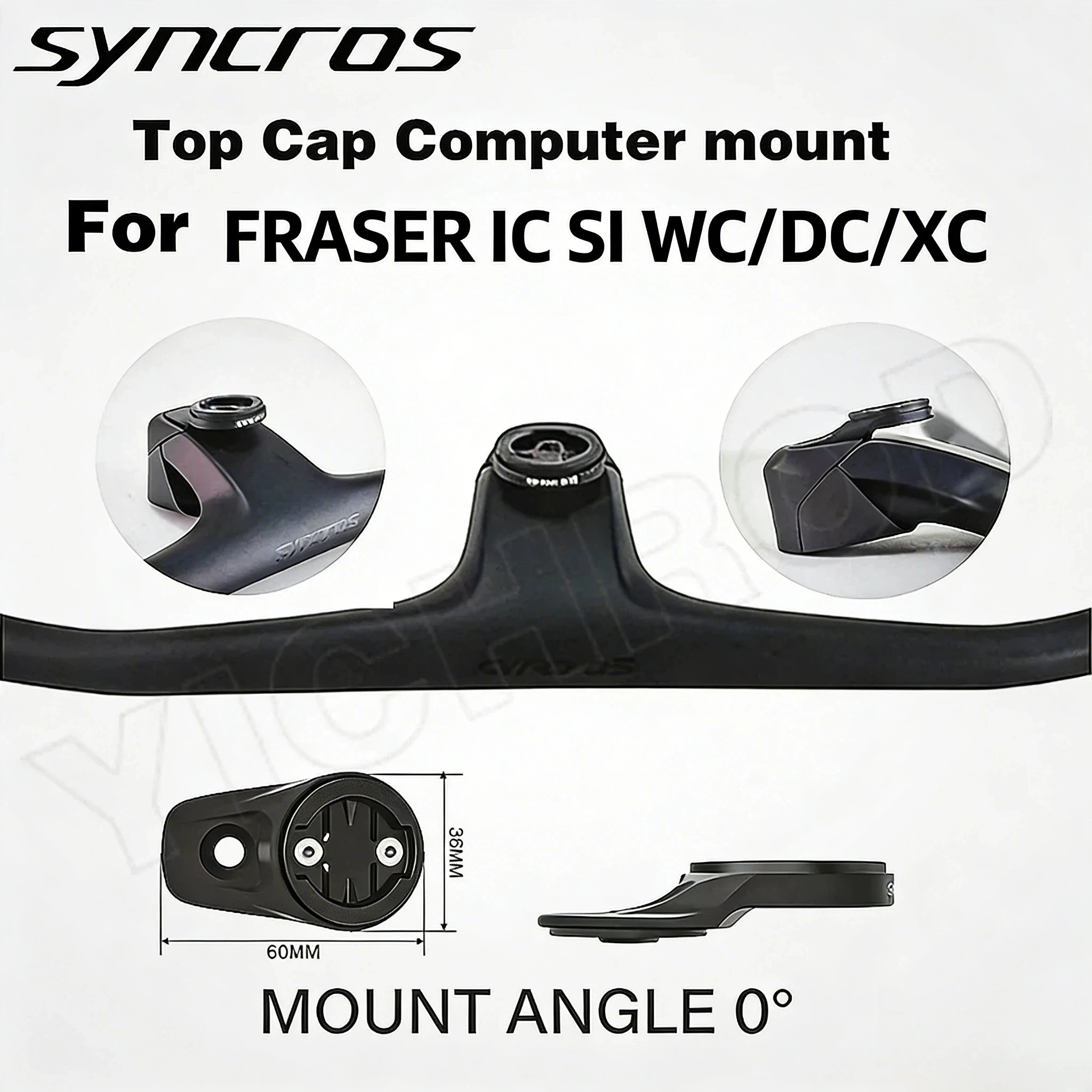 Фото Крепление для велокомпьютера SYNCROS XC Top Cap, 0 градусов, 10 мм °   Руль для велосипедов Fraser Ic Sl Wc/Dc/Xc, вынос руля Xc 1.5/2.0 для Garmin/Wahoo/Bryton №1