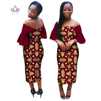 2022 brw women flared sleeves one shoulder dashiki african short sleeve dress for daily wedding party ankara long dress wy1739