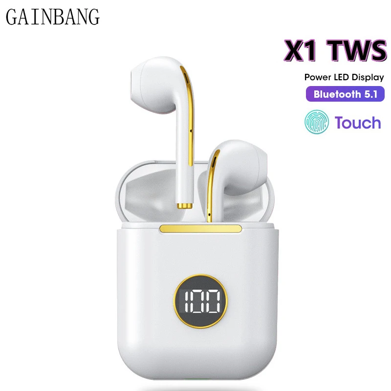 

GAINBANG X1 TWS Wireless Bluetooth Earphone LED Display Noise Reduction Earbud Headphone Music Sport Waterproof Headset With Mic