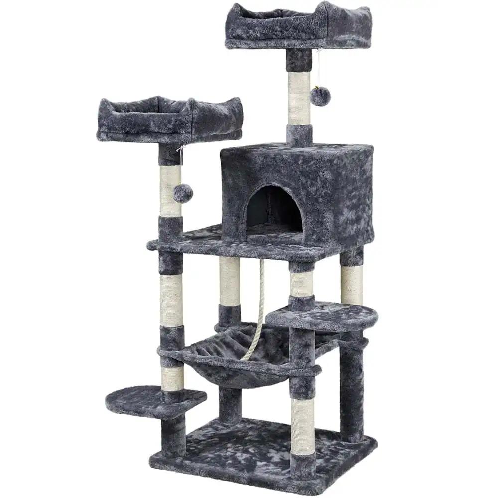 

Cat Tree with Condo and Scratching Post Tower, Dark Gray