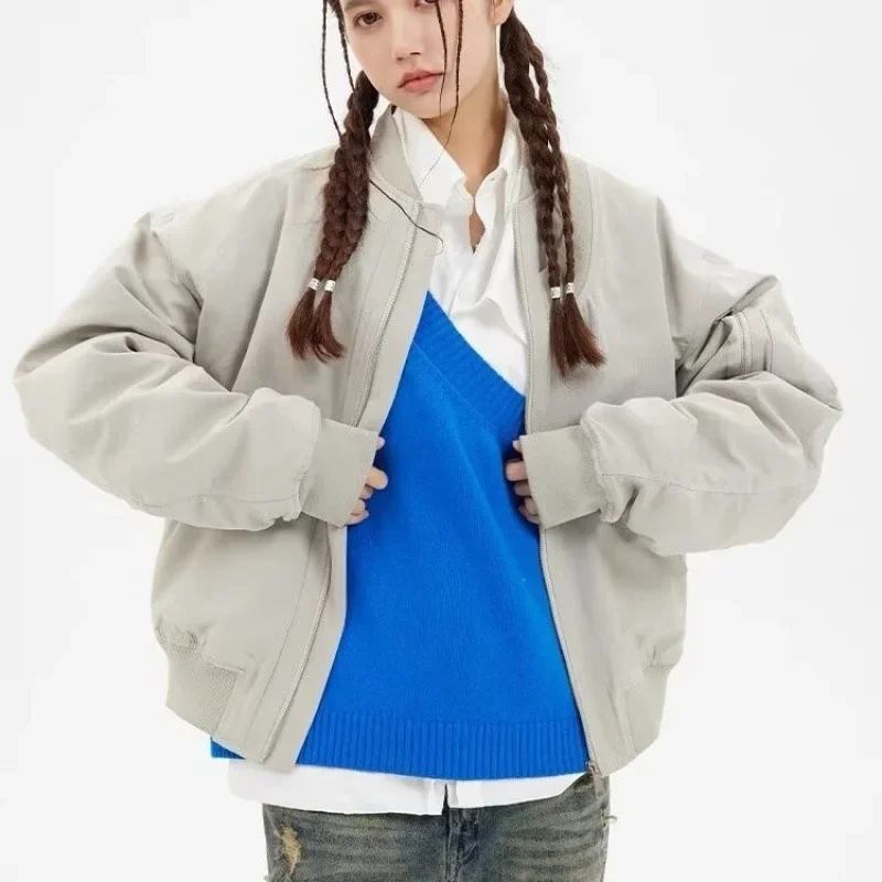 Американская винтажная куртка-бомбер женская свободная куртка в корейском стиле