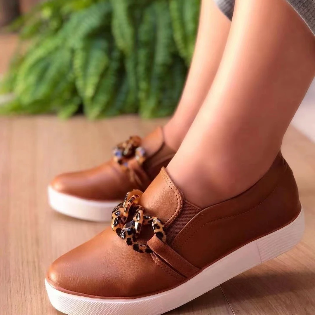 Europe 2022 New Platform Shoes for Women Fashion Sneakers Chain Women's Vulcanize Shoes Slip-on Shallow Plus Size Womens Shoes