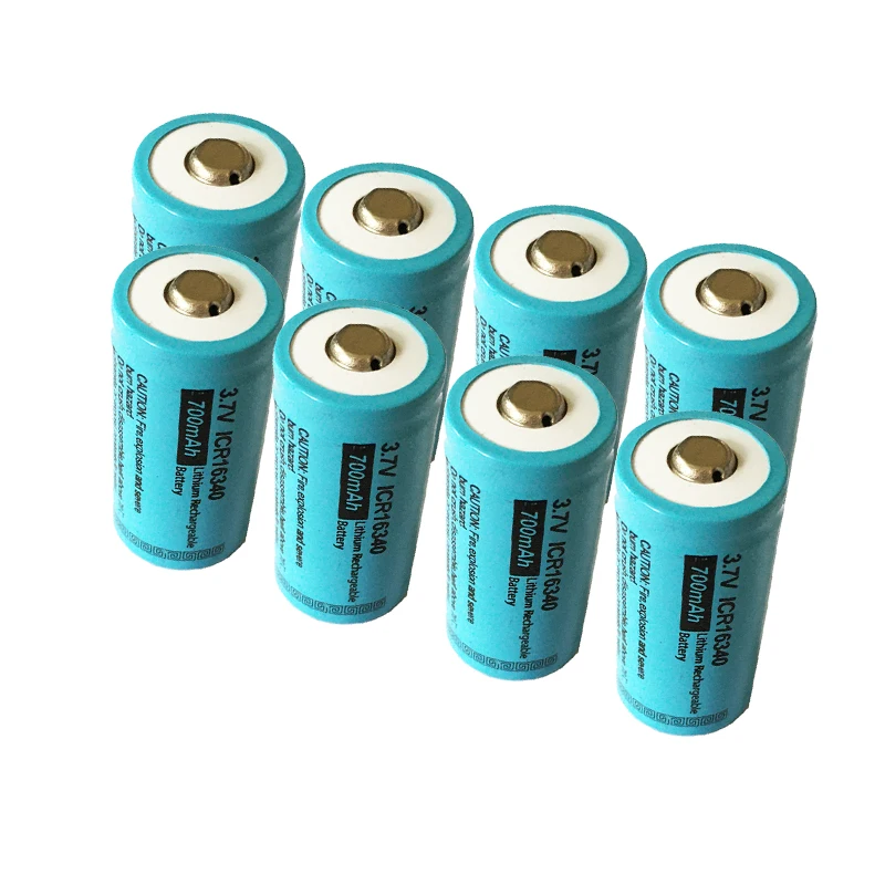 

8pcs/lot PKCELL Liion Rechargeable Battery ICR 16340 700mAh 3.7V ICR16340 Li-ion Battery For Laser Pen LED Flashlight