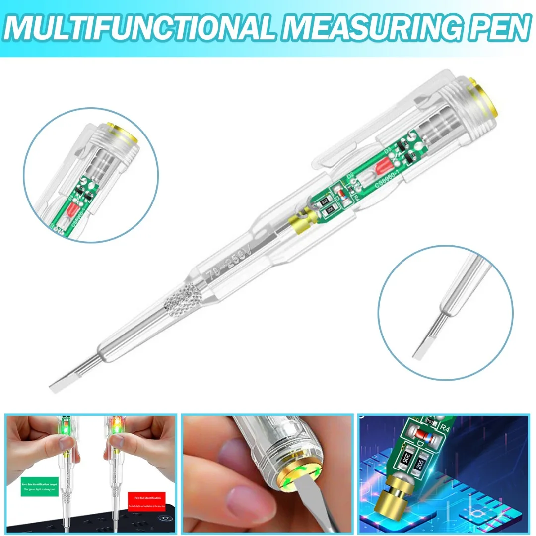 

Mayitr 1pc 70-250V Electrical Tester Pen Intelligent Induction Power Voltage LED Light Detector Pens Circuit Testers