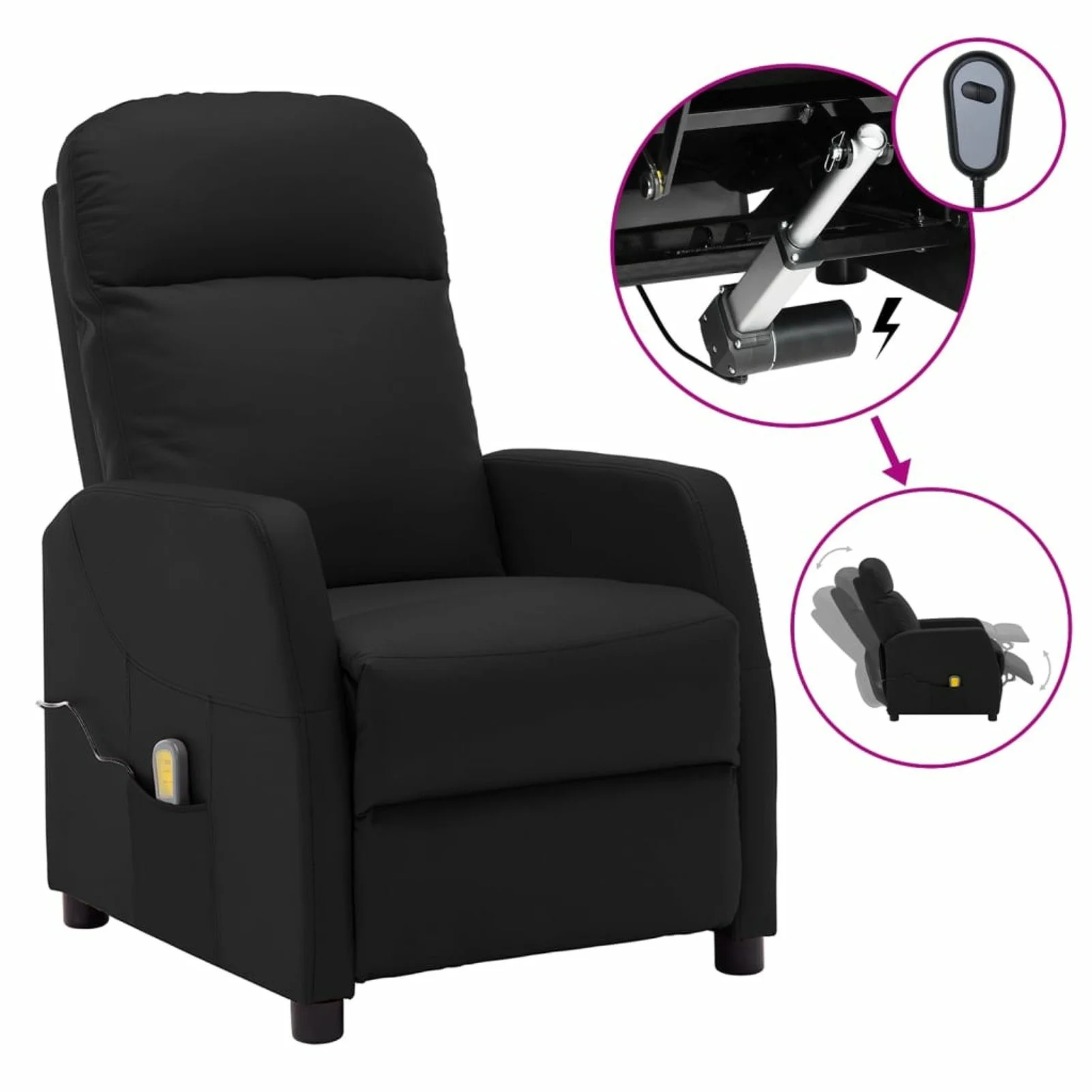 

Electric Massage Reclining Chair Black Faux Leather