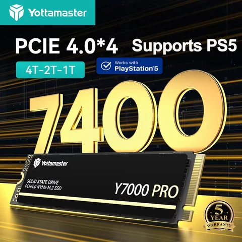 Yottamaster 7400 МБ/с NVMe SSD 4/2/1 ТБ для ПК и PS5