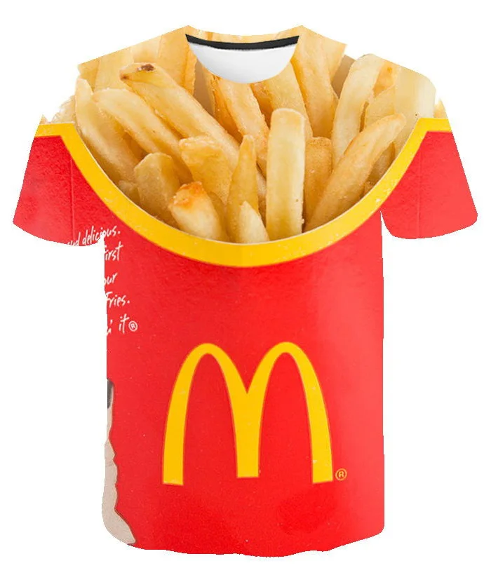 

Latest Summer Tops T-Shirts Short Sleeves French Fries 3D Printed T-Shirts Men's Women's Fun T-Shirts Oversized Streetwear