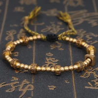 religion six character proverbs bracelet men handmade copper bead bracelets women woven hand rope vintage jewelry mascot gift