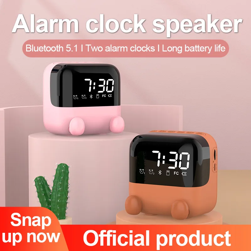 

Alarm Clock Wireless Bluetooth Speaker Portable Mini Charging Subwoofer Support TF Card FM Radio MP3 Music Player Stereo Speaker