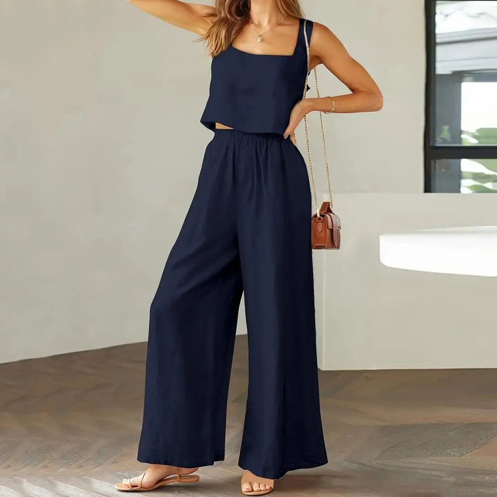 Женский летний комплект из 2 предметов жилет и брюки Свободный Топ без рукавов с