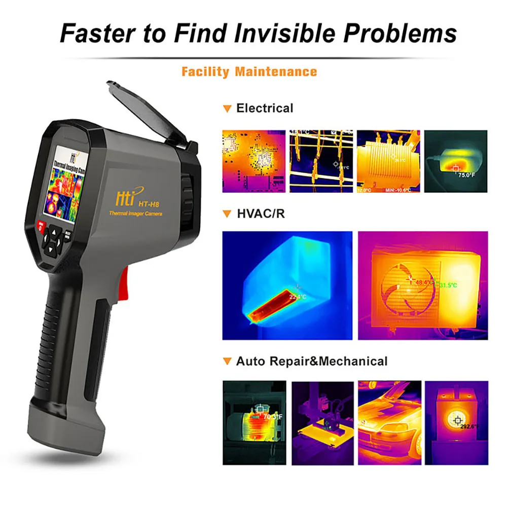 

Hti HT-H8 WIFI IR Infrared Handheld Thermal Imager Camera Temperature Automatic Tracking Rechargeable 3.5 TFT True RMS