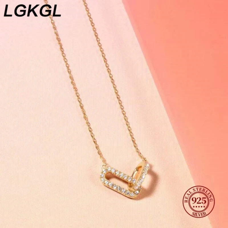 Двойное овальное ожерелье LGKGL из стерлингового серебра 925 пробы цепочка с двойным