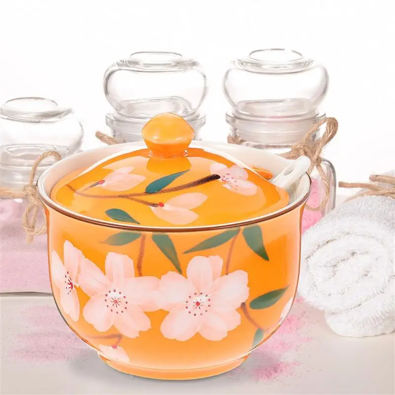 

1 Set Ceramic Spice Jar Household Condiment Pot Seasoning Jar with Lid