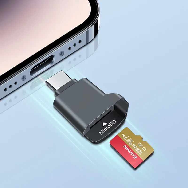 Фото Устройство чтения карт памяти Type-C 2.0 Mini TF, внешнее, черное, для карт памяти USB C 2.0, для iPhone 17 16, устройство чтения карт Mini TF №1