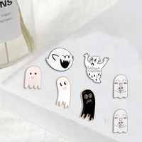 cute ghost enamel pin custom ghostbusters brooches cartoon black white specter lapel pins badges shirt bag jewelry gift for kids