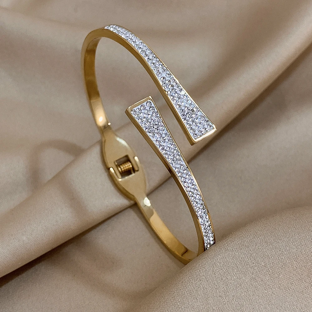 Greatera Роскошные инкрустированные искусственными манжетами из нержавеющей стали