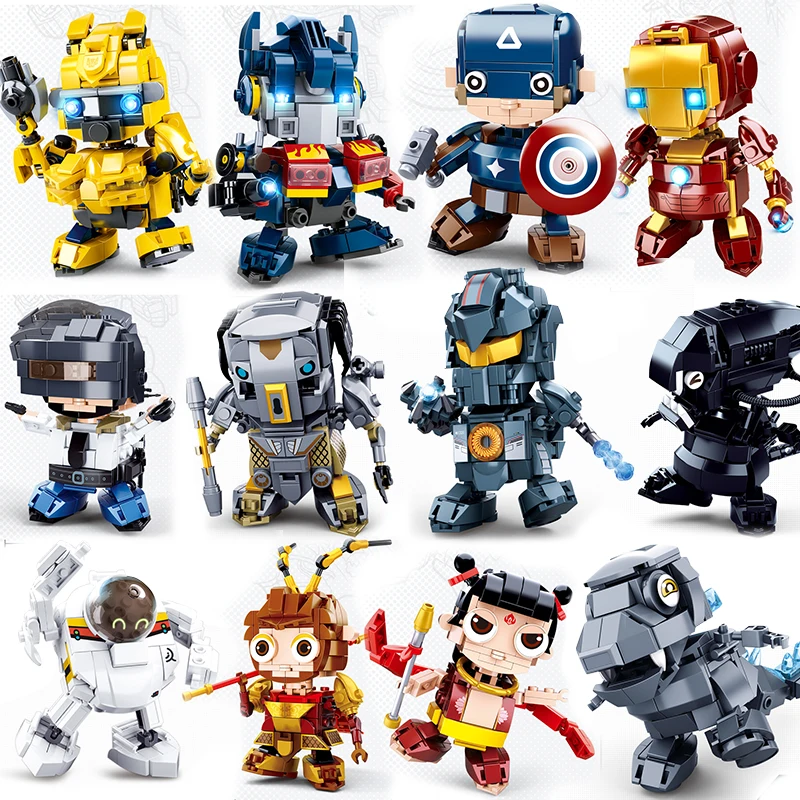 

brick head Cap Set Model Building Blocks back to the future educational Children Toys for kids gifts