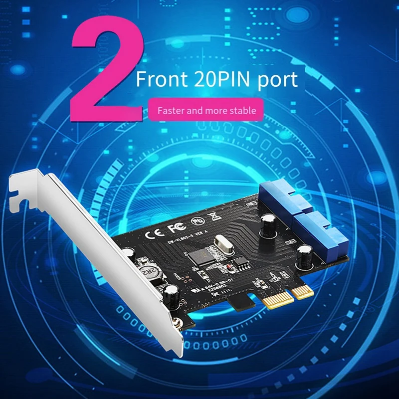 PCI Express USB 3.0 19-контактная Расширительная карта PCIE 1X на 2 порта 3 19-контактный