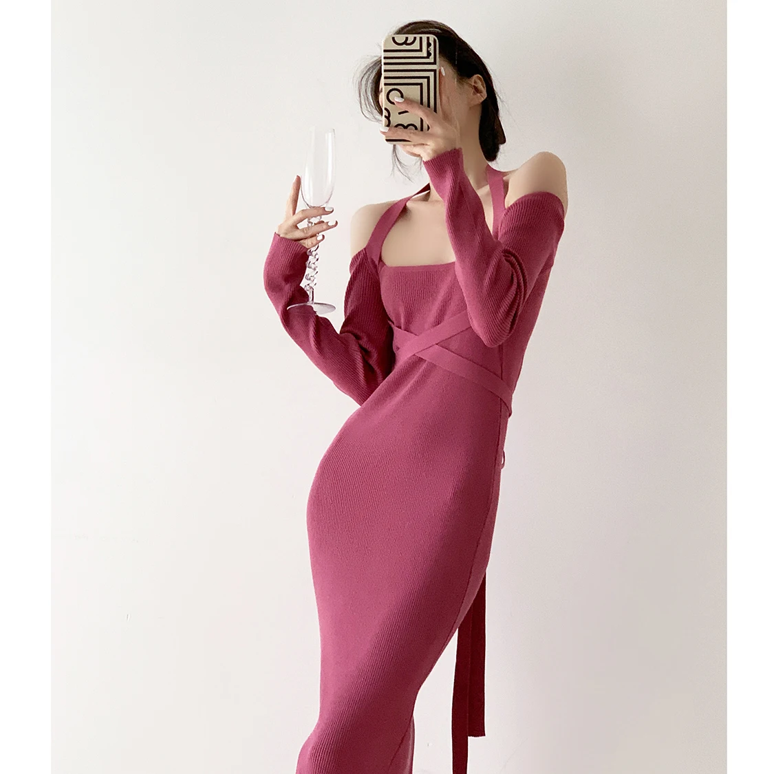 Long Sleeve Knit Dress French Slim 2022 Autumn New Sweater Dresses Female Outfit
