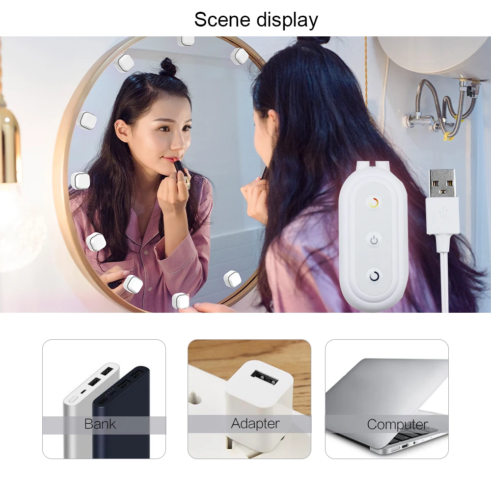 Зеркало светодиодные лампы USB 5V/2A Ванная комната туалетный столик освещение Dimmable