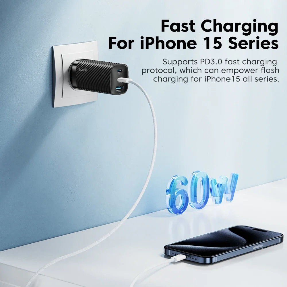 Кабель Toocki PD 60 Вт USB C на Type кабель для быстрой зарядки и передачи данных Huawei Samsung