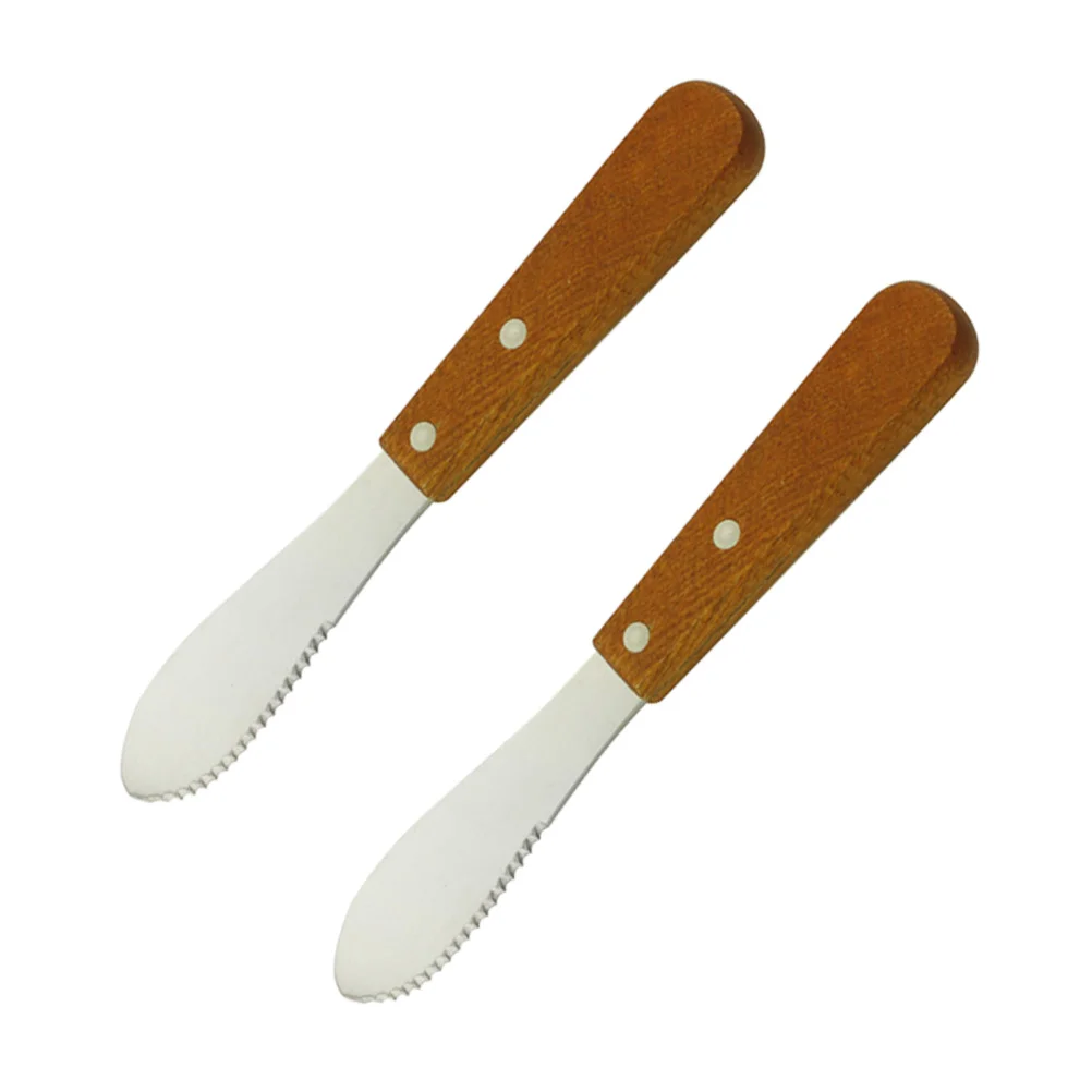 

2 Pcs Le Butter Sandwich Cream Icing Cream Butter Spatula Serrated Butter Spreader Bamboo Condiment Spreader