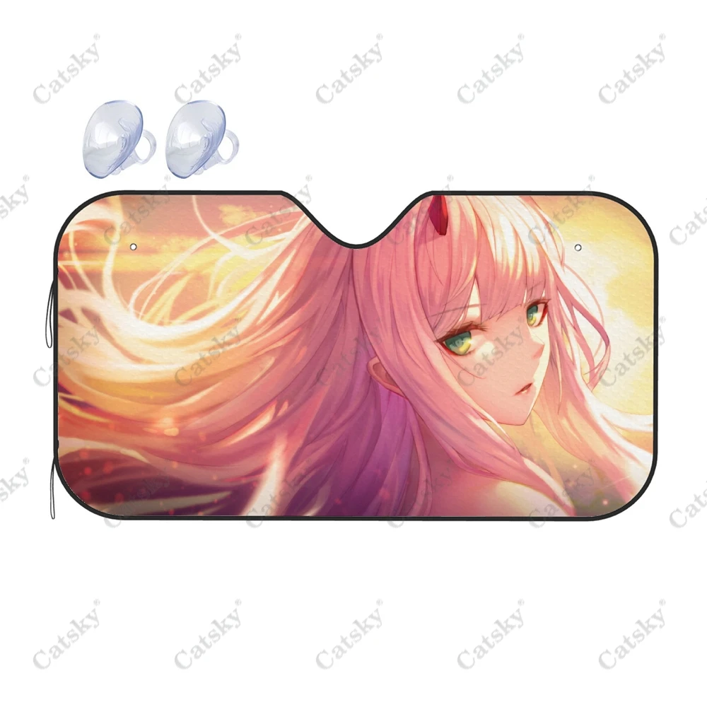 

Автомобильный солнцезащитный козырек Zero Two, аксессуары для интерьера автомобиля, складной солнцезащитный козырек с УФ-рисунком, Подарочный козырек