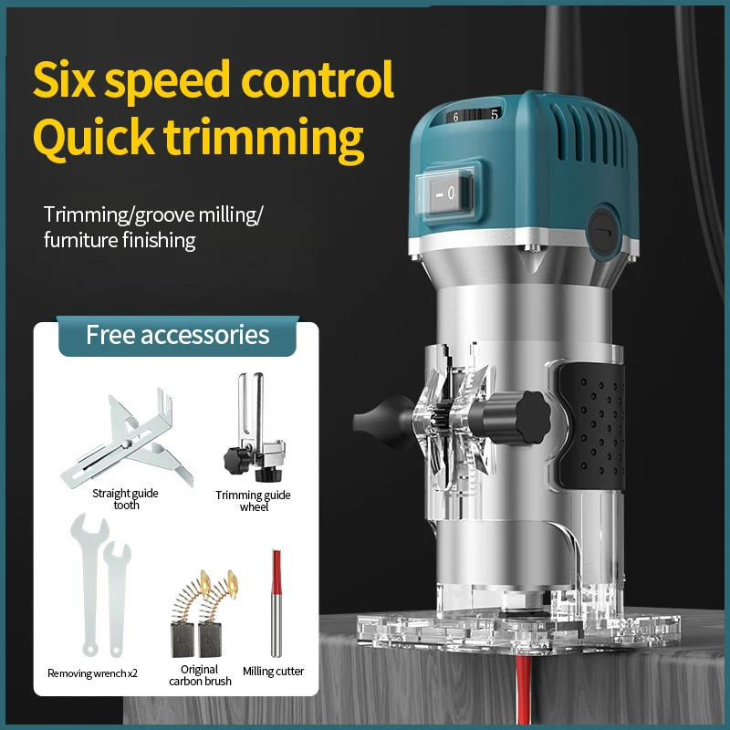 

220V Wood Router Woodworking Electric Trimmer Wood Milling Engraving Slotting Trimming Machine