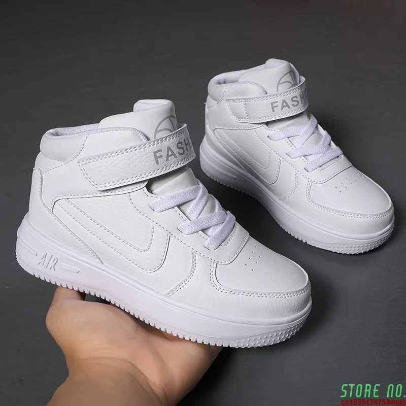 

Children Boys Brand Sneakers High Top Kids Running Shoes Classic Fashion Basketball Shoes for Boys Girls White Sports Shoes