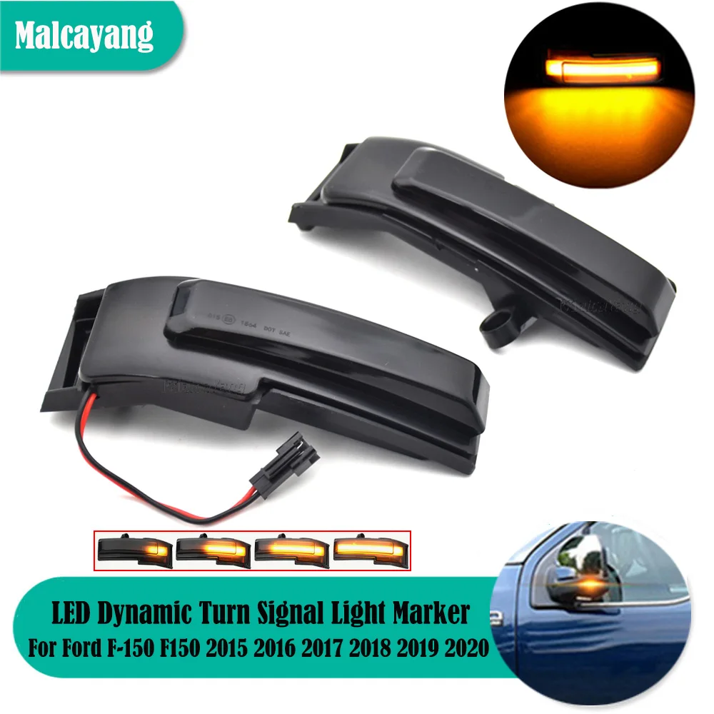 

Car Styling For Ford F-150 F150 2015 2016-2020 2pcs LED Dynamic Turn Signal Light Side Wing Flowing Rearview Mirror Lamp