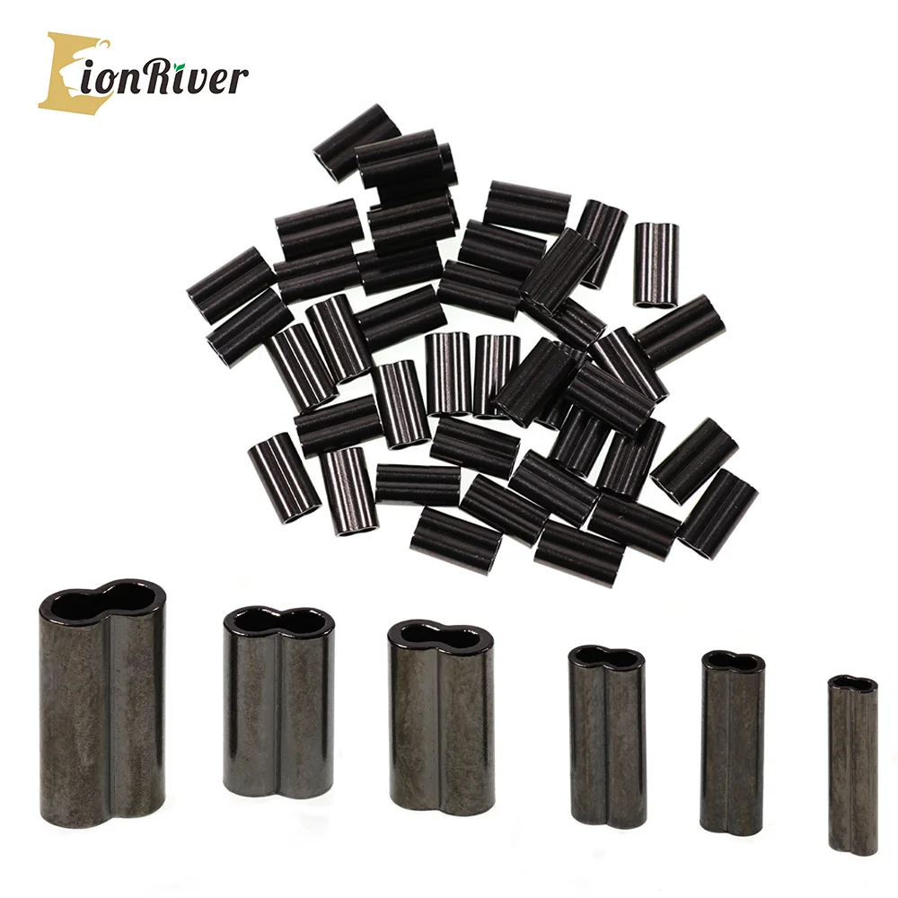 

LIONRIVER Double Barrel Crimping Sleeves Fishing Line Wire Leader Trace Round Copper Tube Connectors For Saltwater Fishing Rigs