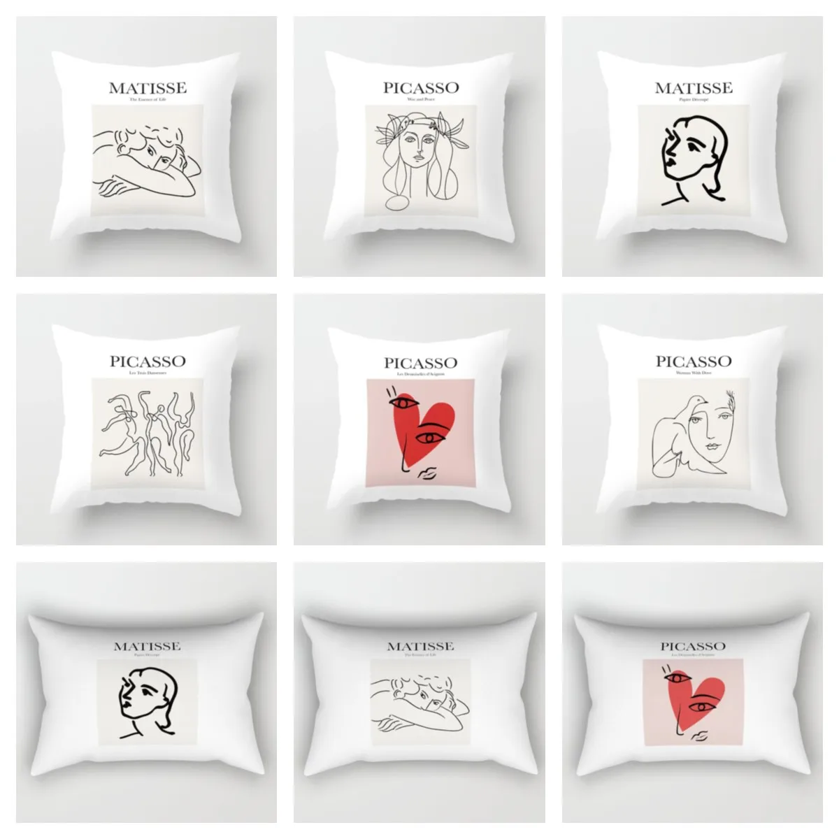 

Matisse Picasso abstract line drawing Plush pillowcase， pillow covers decorative throw pillow case，cushion covers 40x40,60x60