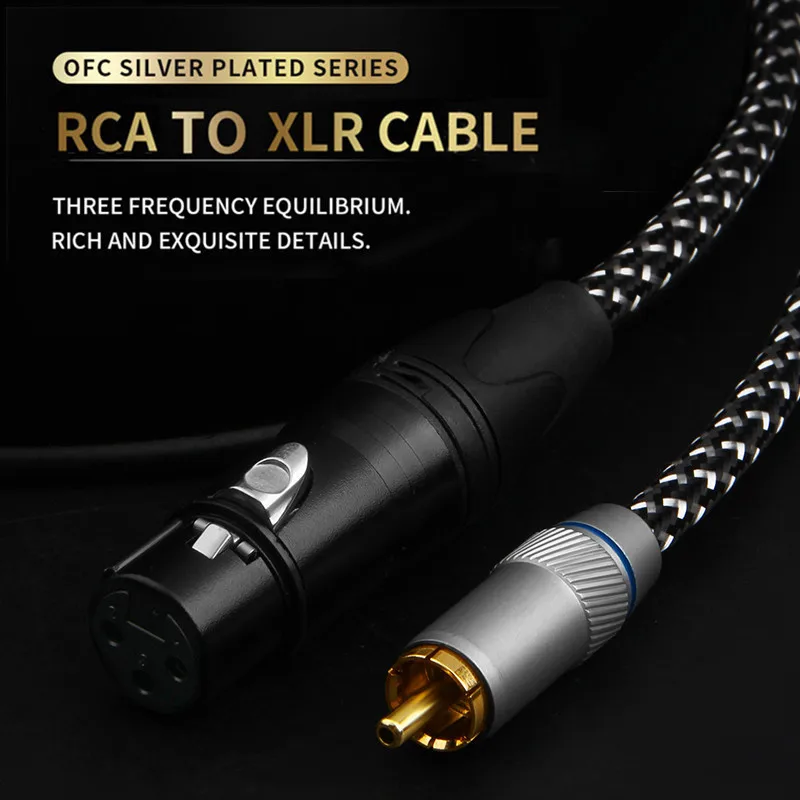 Аудиокабель QINCROWN Z100, кабель из чистой меди и серебра с разъемом RCA на штекер Canon XLR