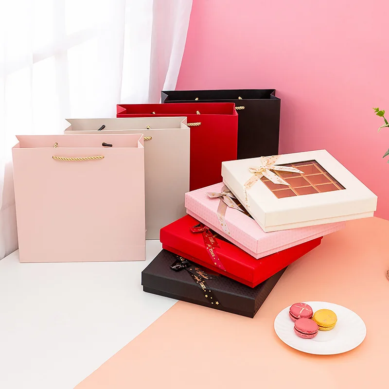 

Chocolate Boxes Packaging Wedding Cookie Candy Gift Box With Bow Valentines Day Chocolate Display Box Birthday Party Decoration